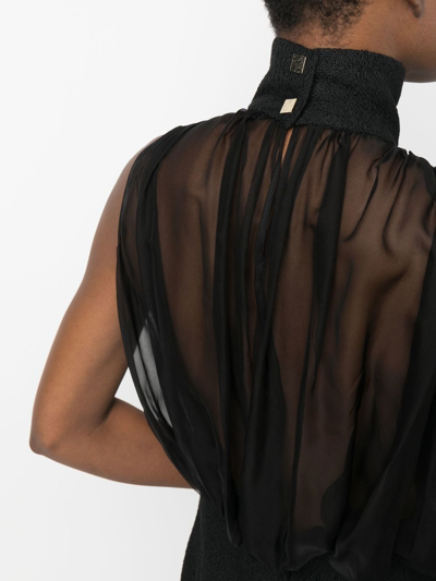 Shop Rochas Funnel-neck Sleeveless Dress In Black