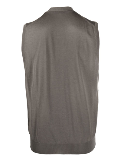 Dell'oglio V-neck Merino Wool Vest In Brown