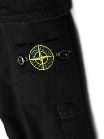 Shop Stone Island Junior Side Logo-patch Detail Trousers In Black