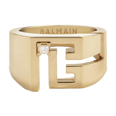Shop Balmain Labyrinth Pb Signet Ring In Gold