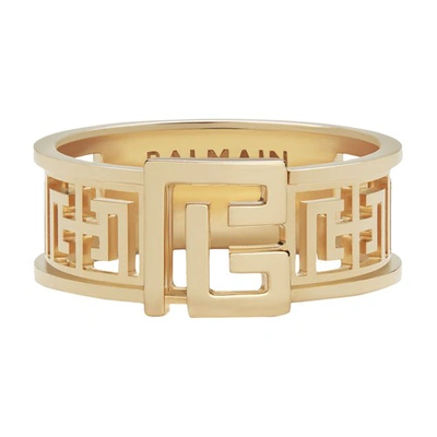 Shop Balmain Labyrinth Frieze Ring In Gold