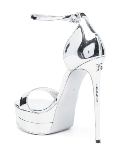 Shop Dolce & Gabbana Metallic 120mm Platform Sandals In Silver