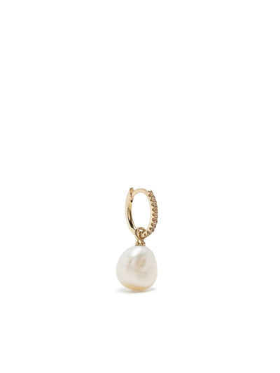 Shop Otiumberg Topaz And Pearl-charm Earring In Gold