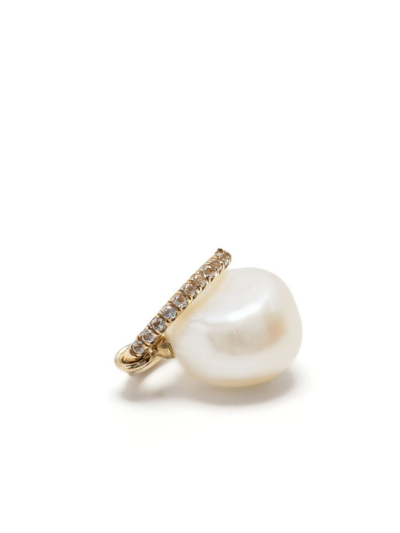 Shop Otiumberg Topaz And Pearl-charm Earring In Gold