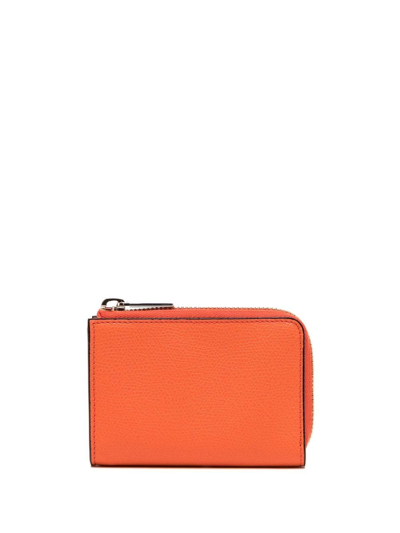 Shop Valextra Key Holder Zip-around Wallet In Orange