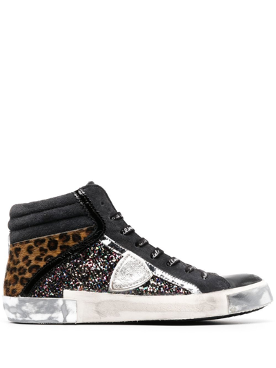 Philippe Model Patchwork-detail Hi-top Sneakers In Black