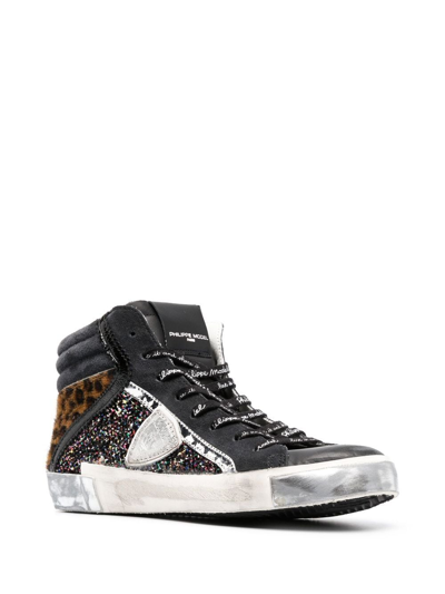Philippe Model Patchwork-detail Hi-top Sneakers In Black