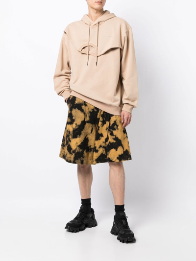 Feng Chen Wang Panelled Drawstring Hooded Jacket In Brown