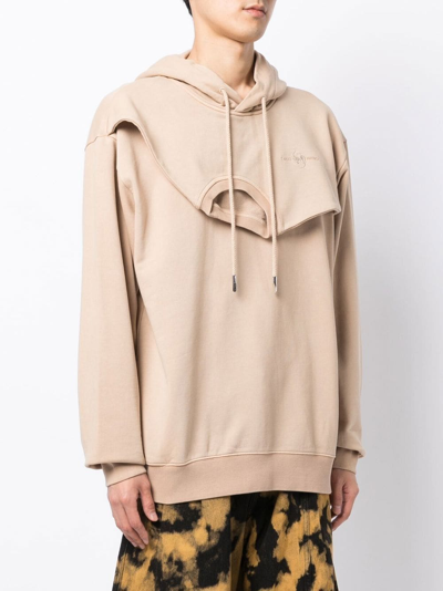 Feng Chen Wang Panelled Drawstring Hooded Jacket In Brown