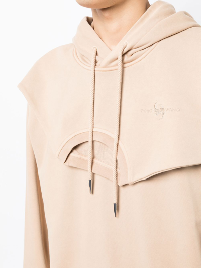 Feng Chen Wang Panelled Drawstring Hooded Jacket In Brown