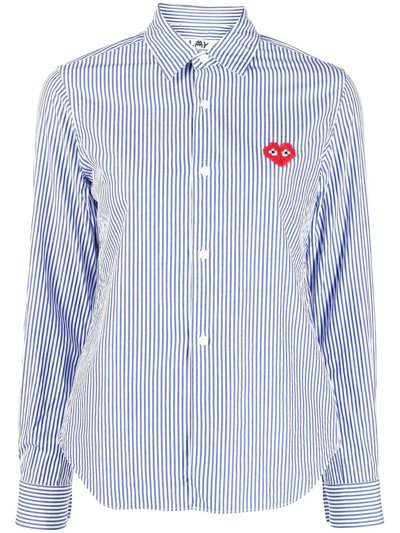 Comme Des Garçons Play Pixel Red Heart Shirt For Women In Blue