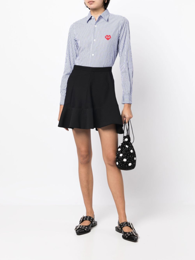 Shop Comme Des Garçons Play Logo-patch Striped Shirt In Blue