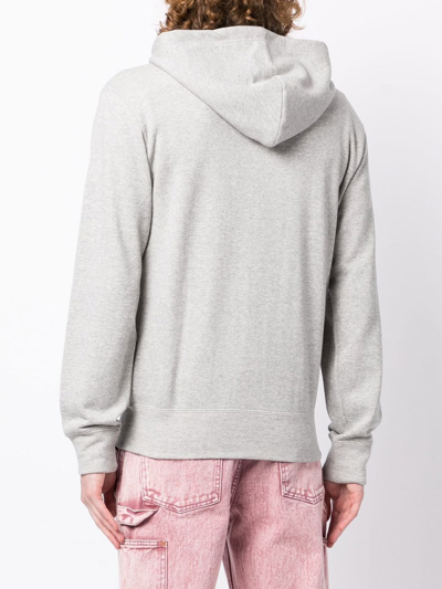 Shop Comme Des Garçons Play Logo-patch Zip-up Hoodie In Grey