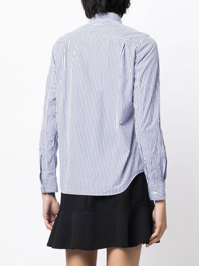 Shop Comme Des Garçons Play Logo-patch Striped Shirt In Blue