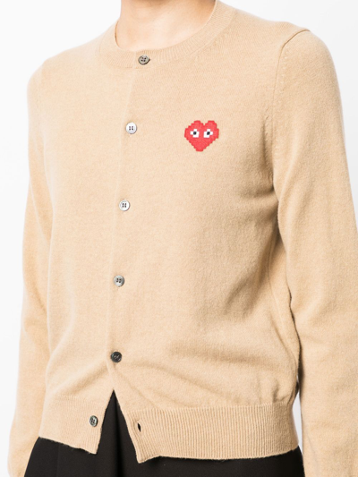Shop Comme Des Garçons Play Logo-patch Cardigan In Brown