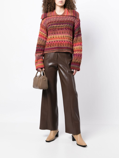 Simkhai Jenna Lofty Space Dye Cropped Pullover In Punch Multi In Brown