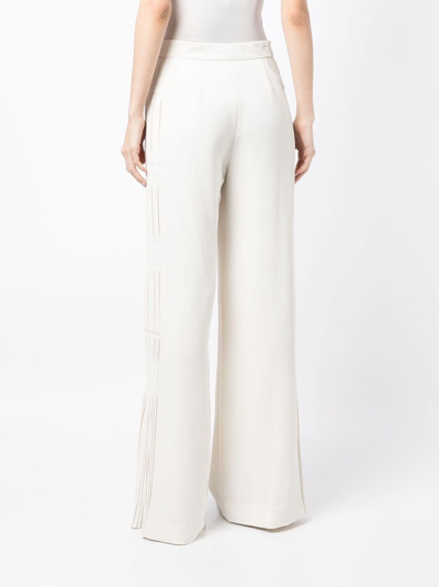 Shop Jonathan Simkhai Wide-leg Ruched Trousers In White