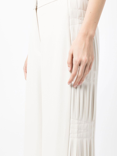 Shop Jonathan Simkhai Wide-leg Ruched Trousers In White