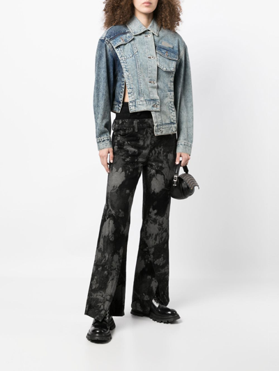 Shop Feng Chen Wang Deconstructed Patchwork Denim Jacket In Blue