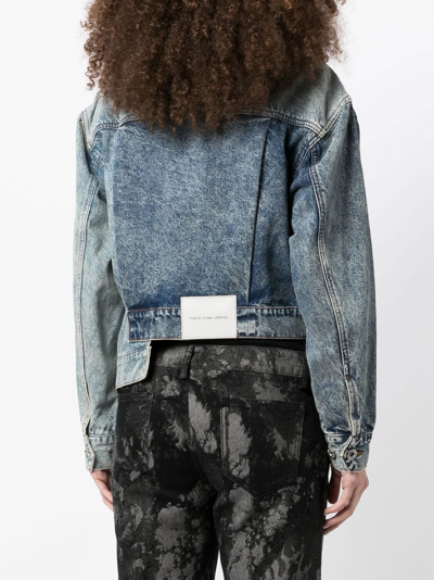 Shop Feng Chen Wang Deconstructed Patchwork Denim Jacket In Blue