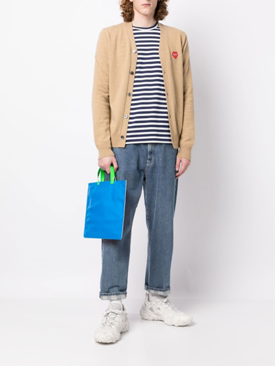 Comme Des Garçons Play Logo-patch Wool Cardigan In Brown