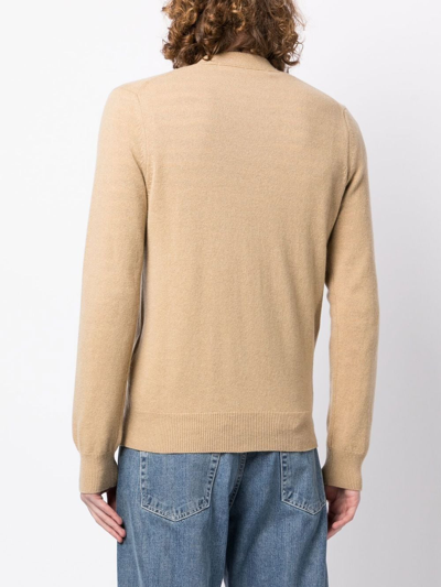Comme Des Garçons Play Logo-patch Wool Cardigan In Brown