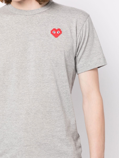 Shop Comme Des Garçons Play Logo-patch Cotton T-shirt In Grey