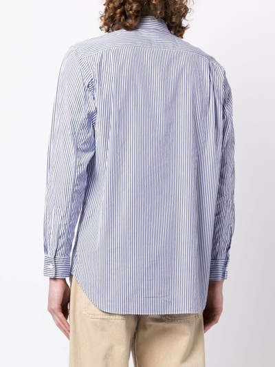 Comme Des Garçons Play Embroidered-logo Striped Shirt In Blue