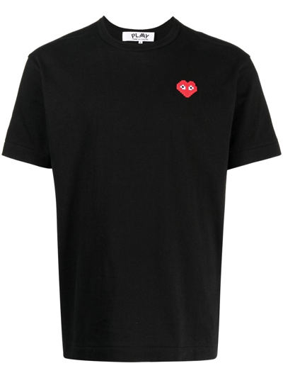 Shop Comme Des Garçons Play Logo-patch Cotton T-shirt In Black