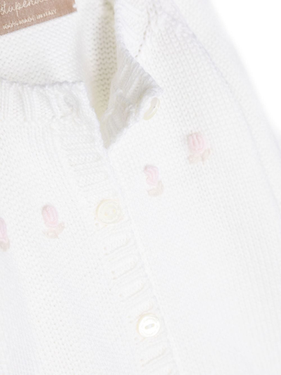 Shop La Stupenderia Embroidered Cashmere Cardigan In White
