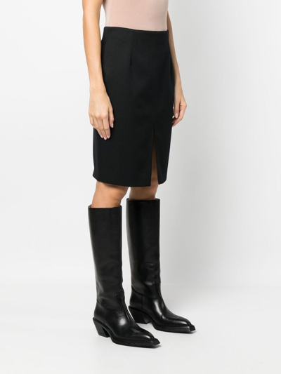 Shop Raf Simons Slit Detail Knee-length Skirt In Black