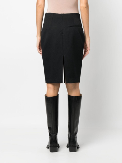 Shop Raf Simons Slit Detail Knee-length Skirt In Black