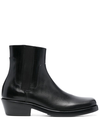 Shop Raf Simons 45mm Block-heel Ankle Boots In Black