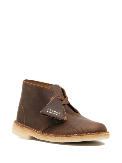 Shop Clarks Originals Desert Leather Ankle Boots In Brown