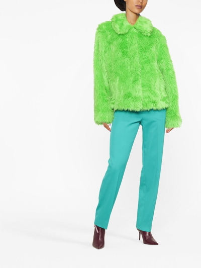 Shop Msgm Faux-fur Jacket In Green