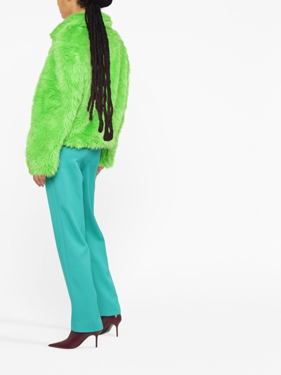 Shop Msgm Faux-fur Jacket In Green