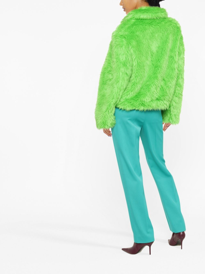 Shop Msgm Faux-fur Jacket In Green