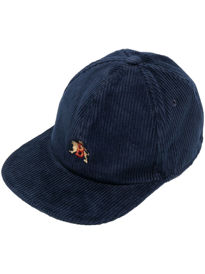 Shop Baracuta Logo-embroidered Corduroy Baseball Cap In Blue