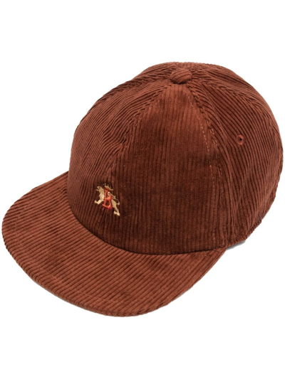 Shop Baracuta Logo-embroidered Corduroy Cap In Brown