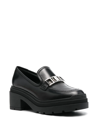Ferragamo Vara Chain Leather 40mm Loafers In Black