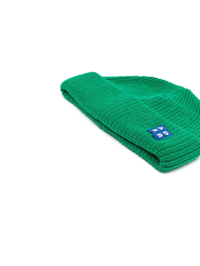 Shop Ader Error Logo-patch Ribbed-knit Beanie In Green