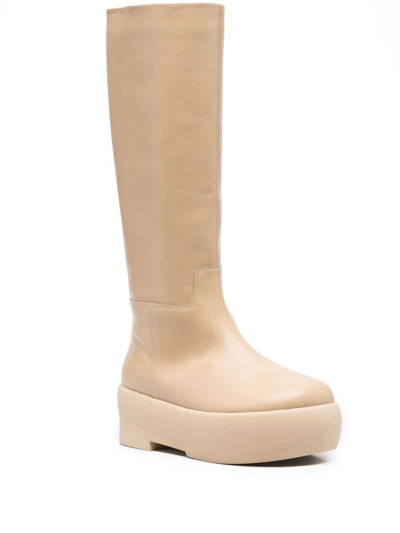 Gia Borghini Chunky Sole Tubolar Boot Shoes In Neutrals