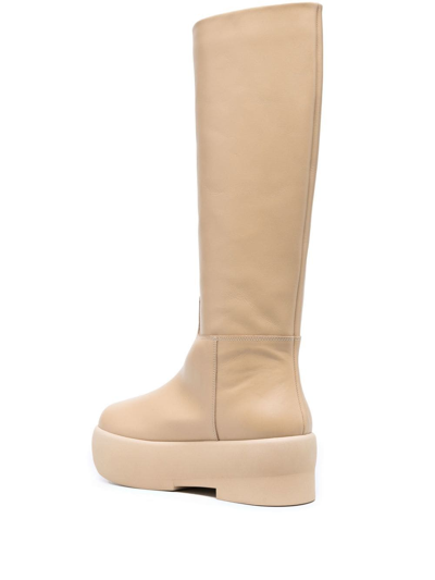 Gia Borghini Chunky Sole Tubolar Boot Shoes In Neutrals