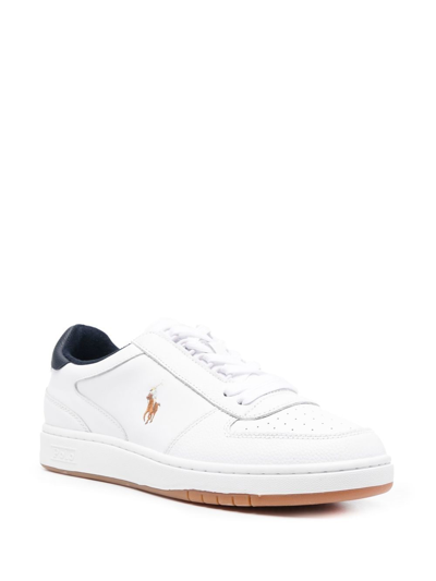 Shop Polo Ralph Lauren Court Logo-embroidered Sneakers In White