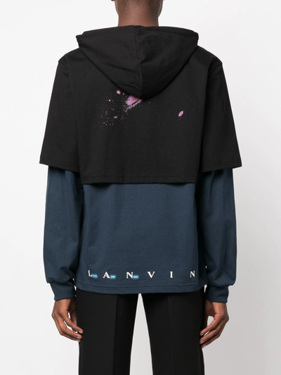 Shop Lanvin Sci-fi Print Layered Hoodie In Black