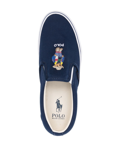 Shop Polo Ralph Lauren Polo Bear Slip-on Sneakers In Blue