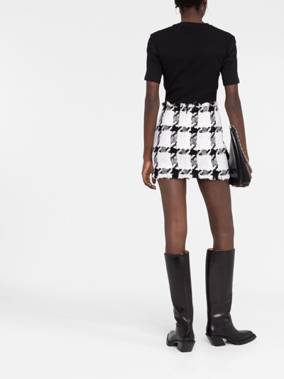 Shop Versace High-waisted Check-pattern Skirt In Neutrals