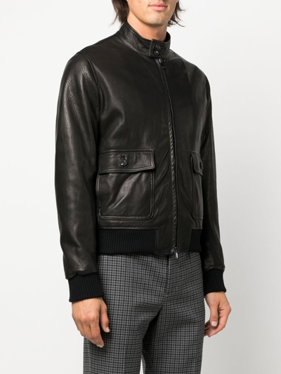 Shop Tagliatore Lambskin Bomber-jacket In Black