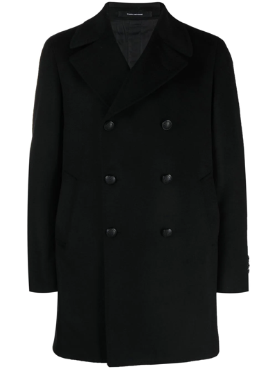 Shop Tagliatore Virgin-wool Double-breasted Coat In Black