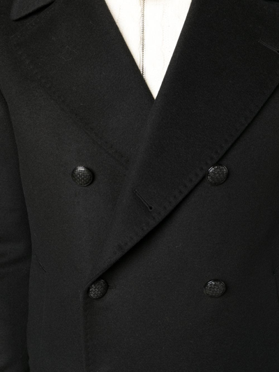 Shop Tagliatore Virgin-wool Double-breasted Coat In Black